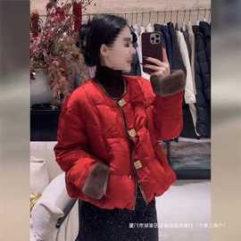 轻奢新中式国风红色棉服外套女2025新款冬季感唐装棉袄