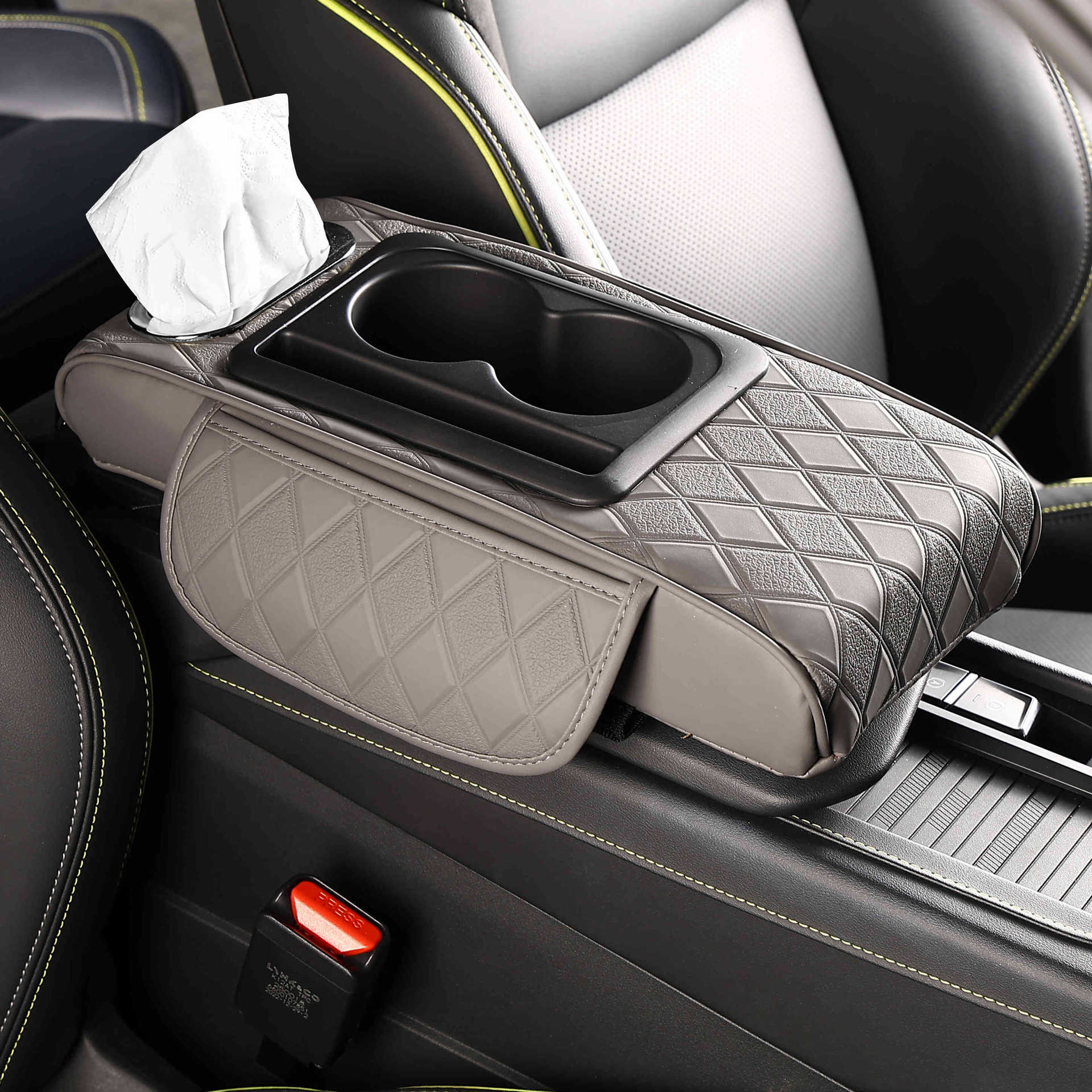 New central car armrest box pad multifunctional tissue box five-in-one increased pad elbow holder storage bag