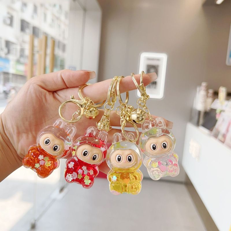 创意拉布布流沙入油汽车钥匙扣可爱精致包包挂件摆件盲盒公仔玩具|undefined