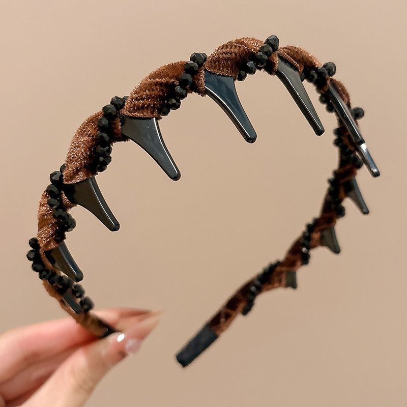 Diámetro flash Louis princesa de París, banda de cabello para la mujer no estrangulada, banda de cabello para lavar la cara, cabeza de cabeza alta con dientes antideslizantes, toque de cabello para el cabello