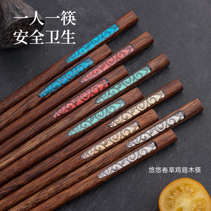 레트로 스타일 치킨윙우드 젓가락, 1인당 1개씩, 원목젓가락 도매, 건강한 가정용 나무젓가락, 싱글/더블 젓가락 선물세트, 식기류
