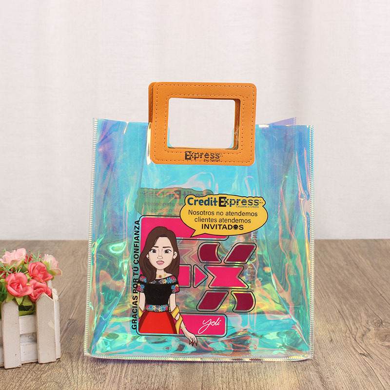 Pvc Magic Color bolsas transparentes personalizadas para eventos de negocios regalos Jelly Pack impreso LOGO Cosméticos bolsas de plástico láser