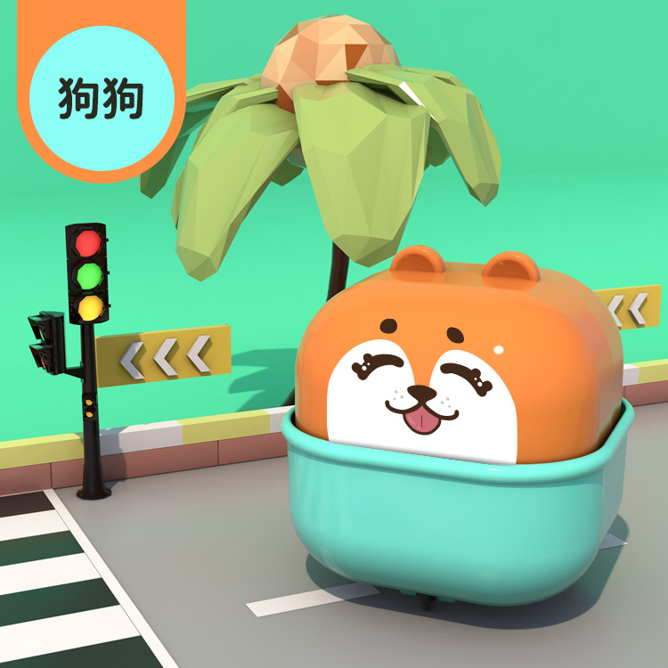 Cartoon cute coches de inercia de retorno tipo prensado cute taza mascota juguete infantil suave caída oso cachorro