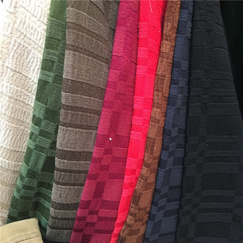 亚麻棉提花面料布提花布亚麻面料布服装热款面料布提格布凹凸格子