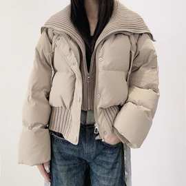 小个子白鸭绒短款羽绒服女2023冬季新款韩版设计感翻领加厚外套
