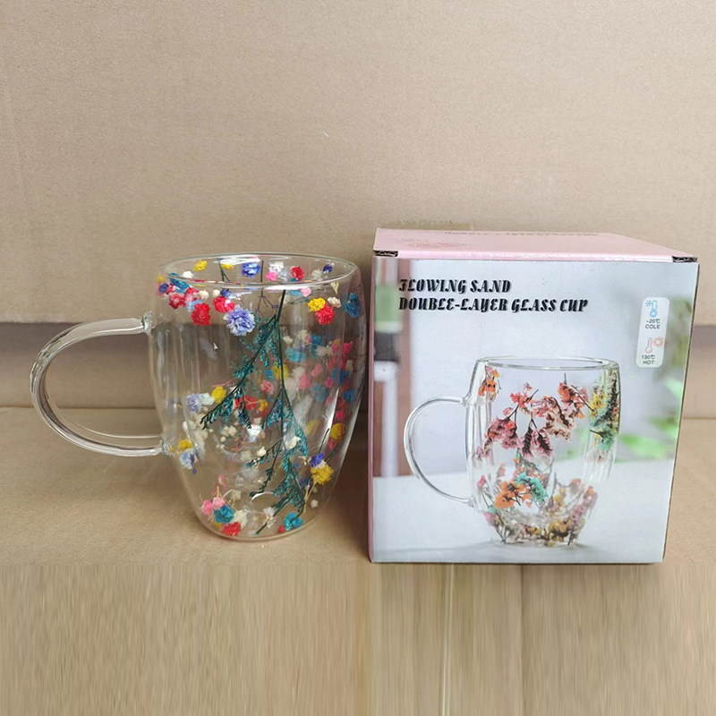 真花高颜値二重グラス高ホウ素シリコンクロスボーダー卸売り品ドライカップコーヒーカップ牛乳ジュースカップ|undefined