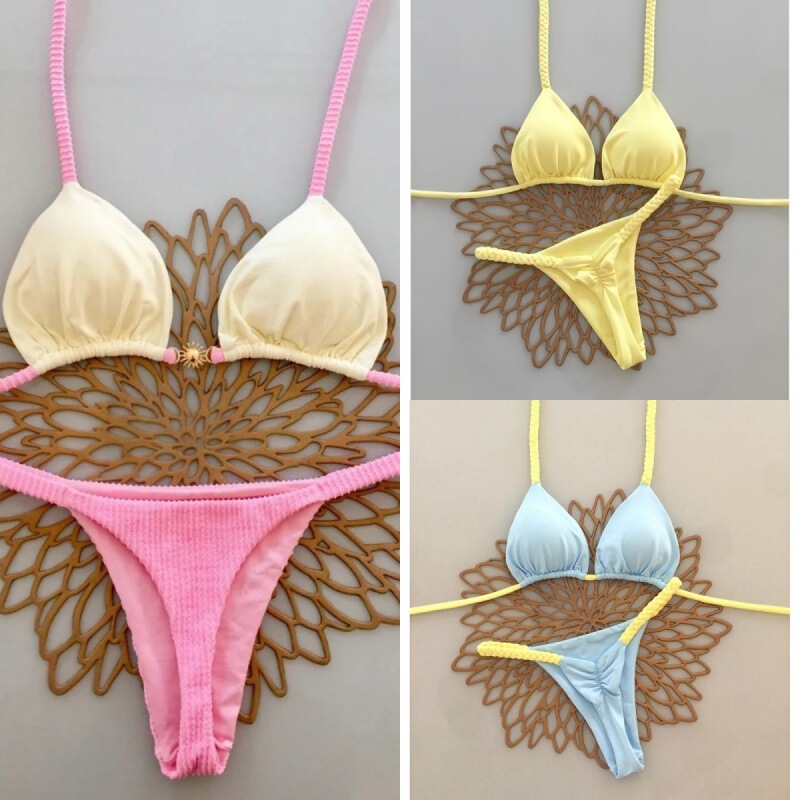 European and American Amazon New Bikini Cross-Border Export Small Fresh Rope Bikini Hot Spring Ins Style Swimsuit for Women European and American Amazon New Bikini Cross-Border Export Small Fresh Rope Bikini Hot Spring Ins Style Swimsuit for Women