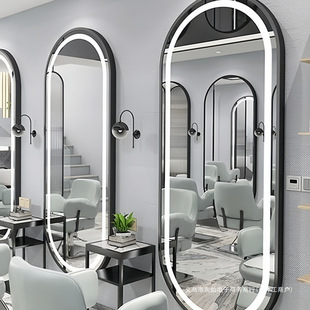 Barber Shop Internet Celebrant Wall-mounted Mirror Hairdressing Mirror Table Single-sided Light Mirror Wall-mounted Hair Salon LED Mirror Smart