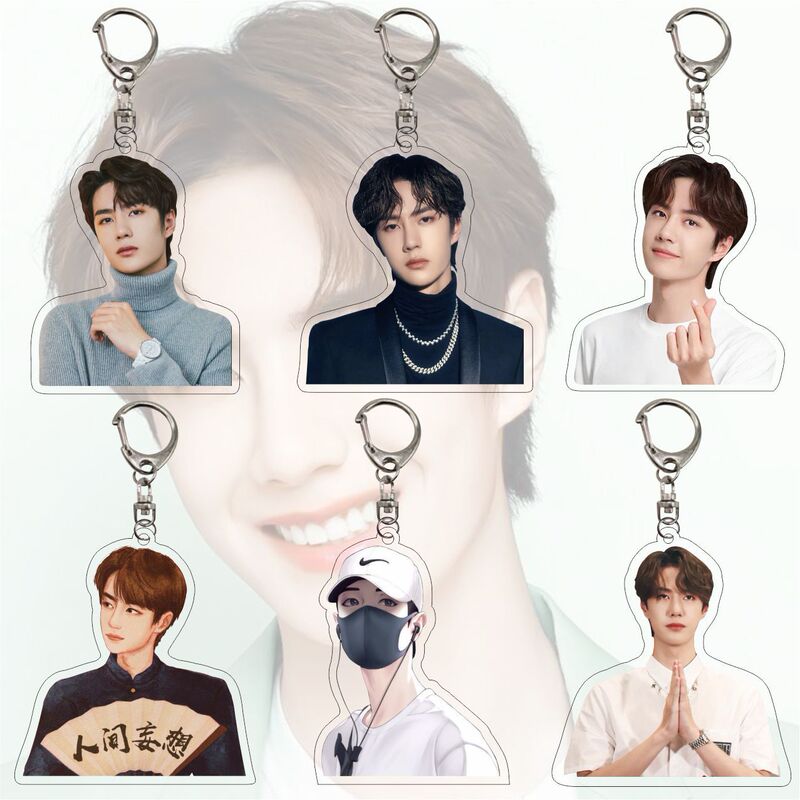 Acrylic double-sided keychain Wang Yibo star peripheral cartoon Xiao Zhan CP schoolbag pendant leather bag buckle