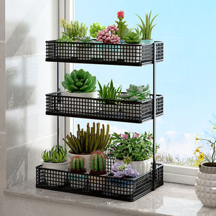 Iron Succulent Rack Small Flower Rack Storage Rack Desktop Mini Flower Rack Flower Pot Rack Living Room Indoor Balcony Pothos Rack