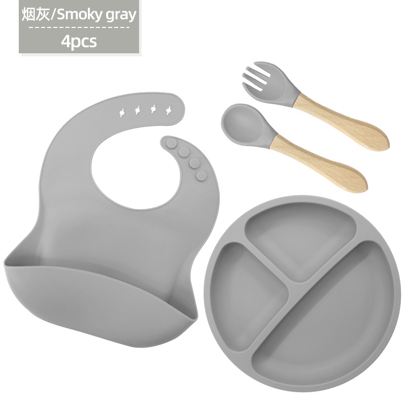 Conjunto de cubiertos de silicona para niños cubiertos de alimentación de grado alimenticio para bebés cubiertos de alimentación integral a prueba de caídas tazón taza de paja