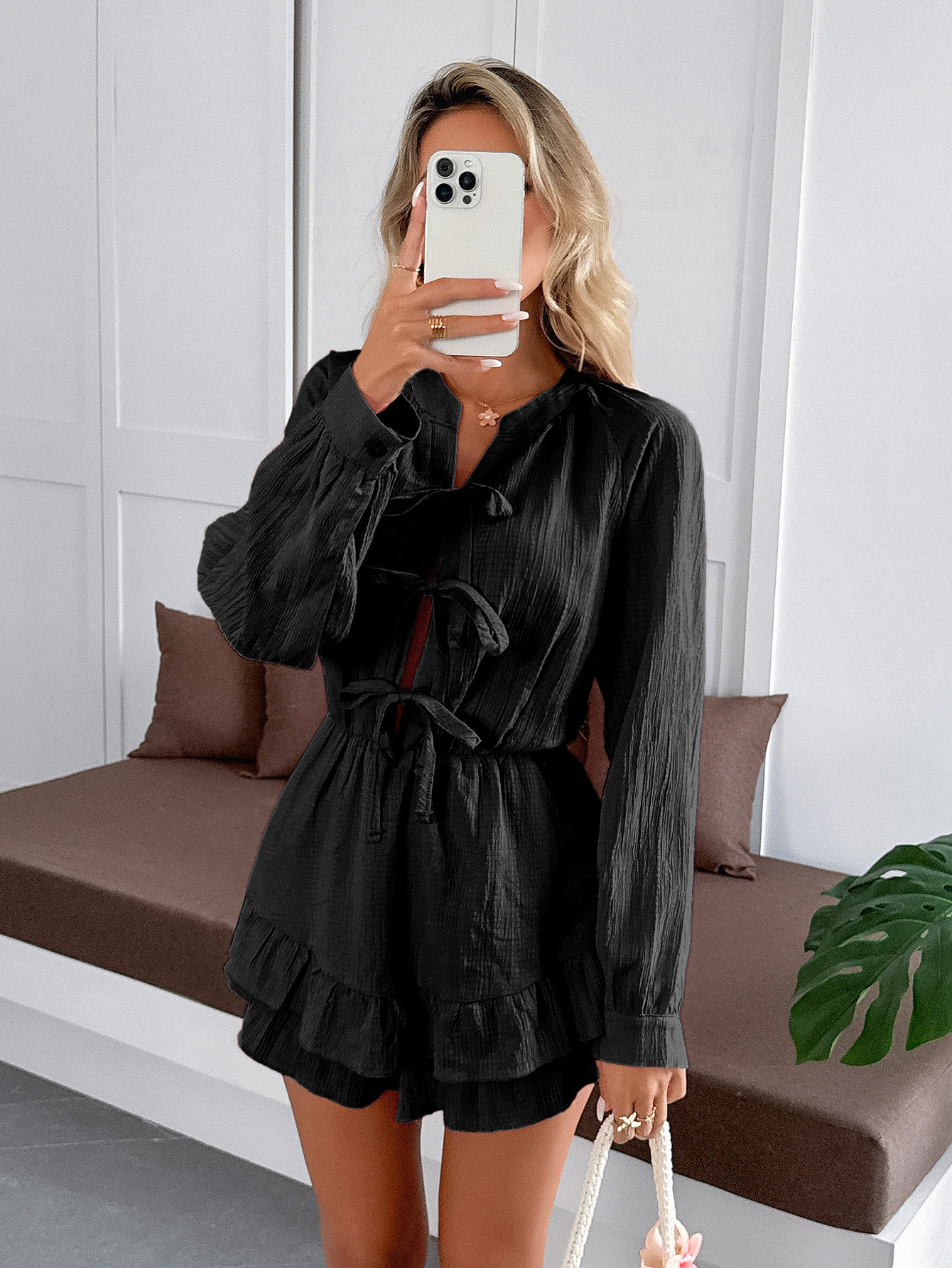 Women's Daily Casual Bow Knot Shorts Rompers display picture 3