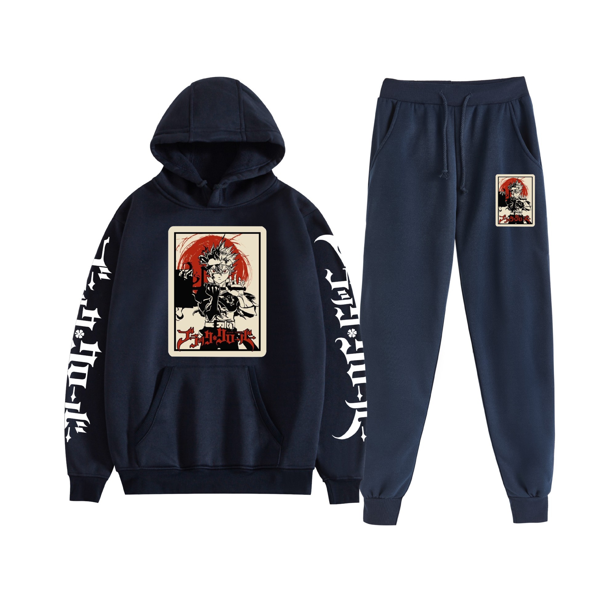 Comercio exterior nuevo estilo riman black trébol de cuatro hojas-Black Clover suéter con capucha corsés traje de dos piezas