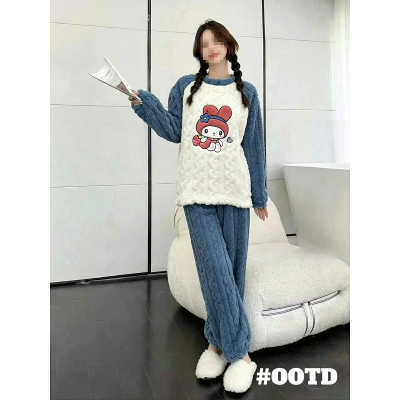 Conjunto de Pijama para Mujer de Terciopelo de Coral, Cálido, Cómodo y Grueso, para Casa y Exterior image 11