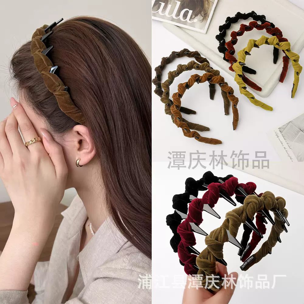 秋冬绒布波浪发箍女款高颅顶2025新款日常外戴发带洗脸头箍压发卡