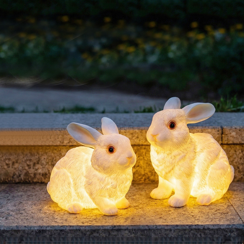Solar-powered glowing animal lamp, simulated rabbit resin ornament, outdoor cultural tourism landscape light, yard lawn ambiance light Solar-powered glowing animal lamp, simulated rabbit resin ornament, outdoor cultural tourism landscape light, yard lawn ambiance light