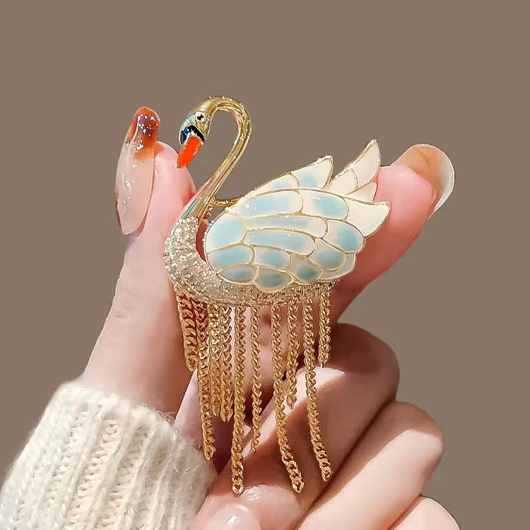 중국 스타일 백조 술 브로치 우아한 동물 핀 새로운 에나멜 세트 자켓 코르세이지 액세서리