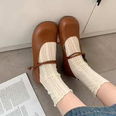 Flat-soled retro girls' single shoes 2023 spring and summer new leather shoes for women with large toes, black soft soles, fashionable temperament evening shoes