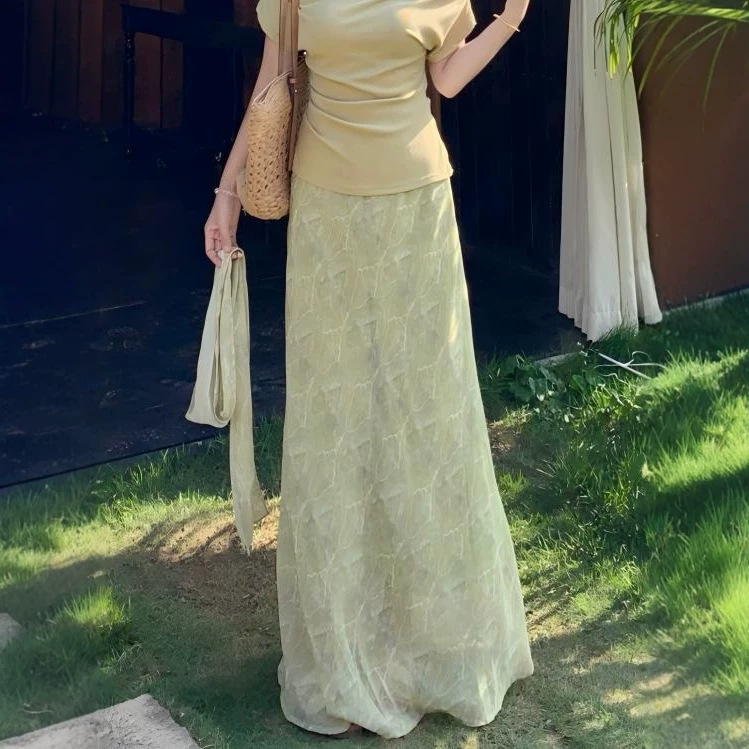 Gentle Style Holiday Skirt, Summer Slimming High-Waisted A-Line Skirt, Petite Fishtail Skirt, Mid-Length Skirt That Covers the Hips, Versatile Gentle Style Holiday Skirt, Summer Slimming High-Waisted A-Line Skirt, Petite Fishtail Skirt, Mid-Length Skirt That Covers the Hips, Versatile