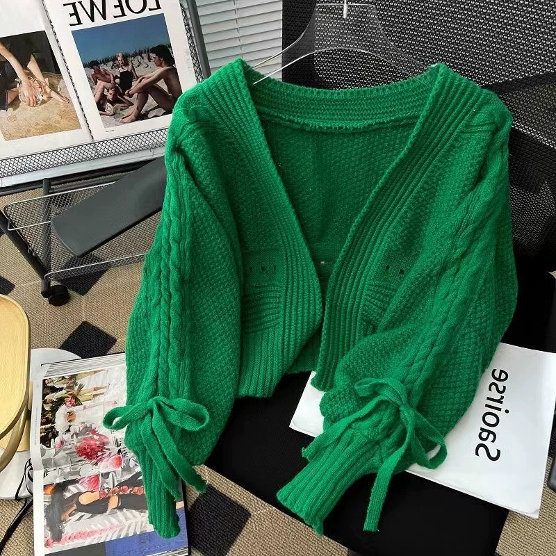 2023 Весна и осень Новый вязаный кардиган Western Air снаружи Свободная куртка с длинными рукавами нежный ветер свитер пальто женское