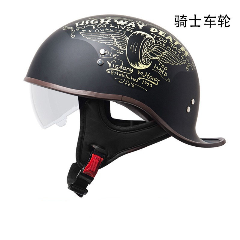 オートバイレトロオートバイハーフヘルメット四季ユニバーサル電動バイクユニセックスサイクリング安全帽子