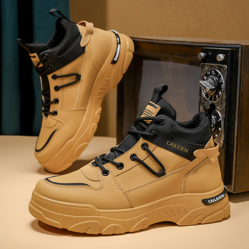 Zapatos masculinos de otoño, nuevas botas Martin de alta gama, tendencias masculinas, ropa de trabajo, zapatos de trabajo antideslizantes, botas cortas de ocio