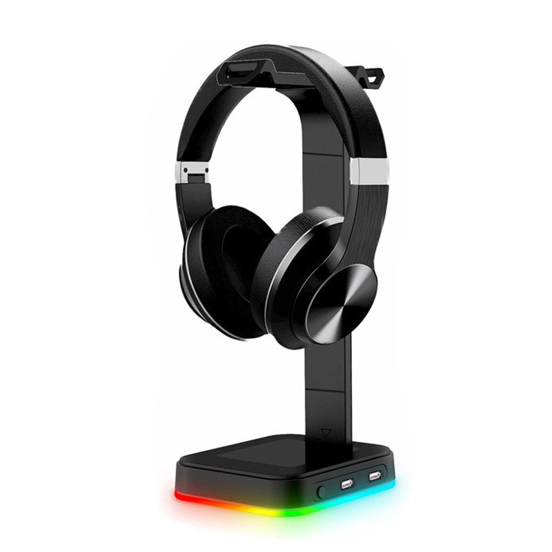 Cross-border colorful RGB wired headset gaming headset stand non-slip base dual USB computer desktop storage rack