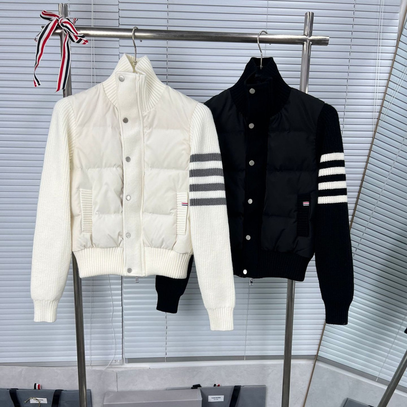 Factory Direct High-Quality Autumn and Winter College-Style Four-Stripe Striped Sleeve Long Women's Warm down Jacket