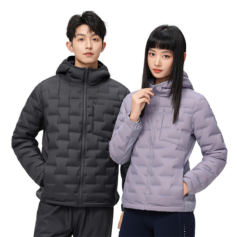 Chaqueta encapuchada para hombres y mujeres en otoño y invierno 2025 nueva chaqueta de plumón de pareja de moda universal chaqueta cálida para hombres