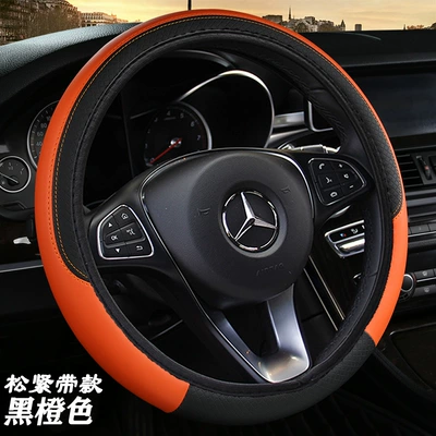 Steering wheel cover – cartoon sunflower new burst steering - dd-embossed-grid-without-inner-ring-black-orange-38cm