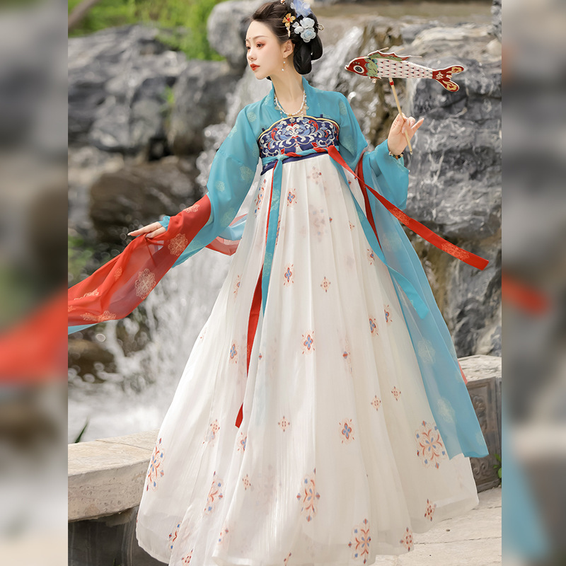 Original Hanfu women's adult genuine Tang style chest dress embroidered full set Chinese style improved daily student summer