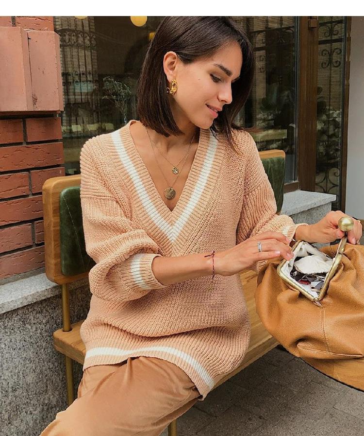 Frauen russische Mode Patchwork gestrickte Pullover Frauen gestrickte Pullover Mantel Frauen_voghion.com