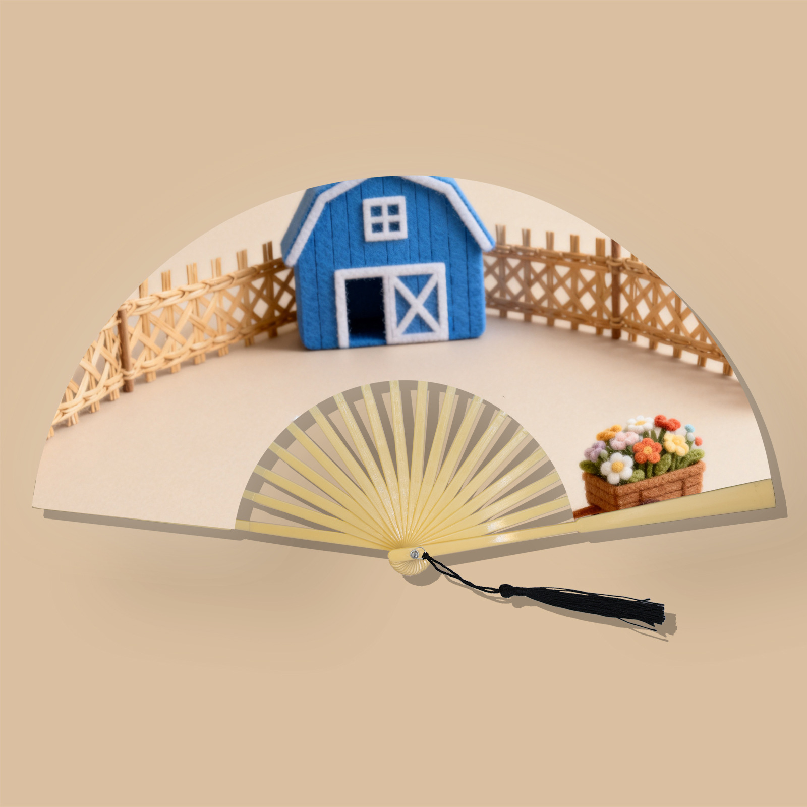 Abanico Plegable Artesanal de Poliéster y Plástico, para Hanfu y Eventos image 19