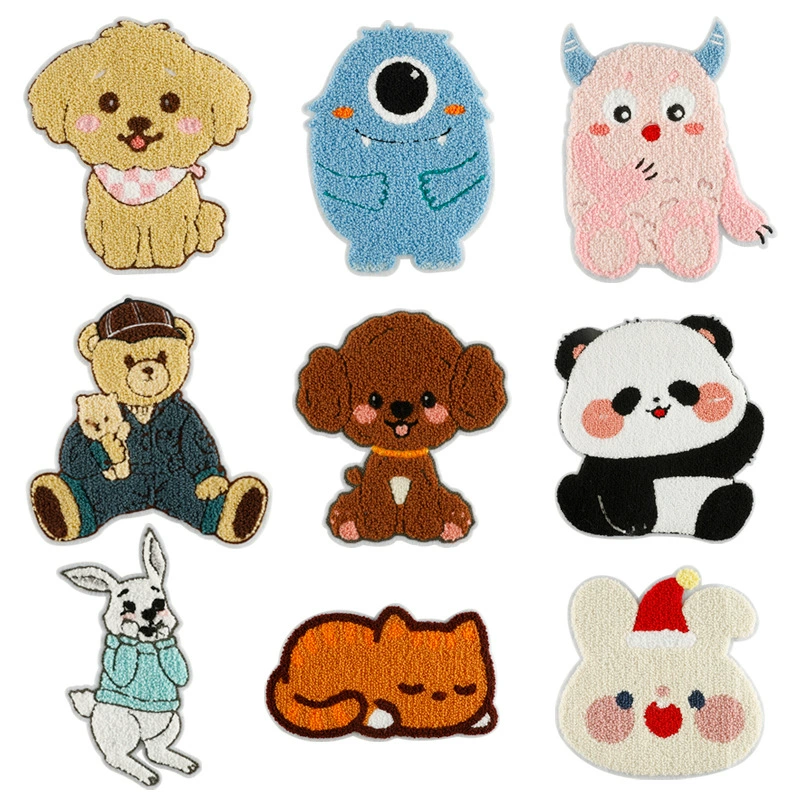 Computer embroidery label embroidery patch clothing accessories without glue-back patch cartoon towel embroidery animal hand sewing cloth patch