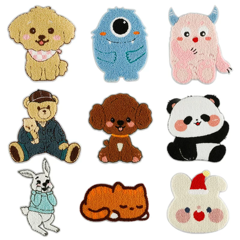 Computer embroidery label embroidery patch clothing accessories without glue-back patch cartoon towel embroidery animal hand sewing cloth patch