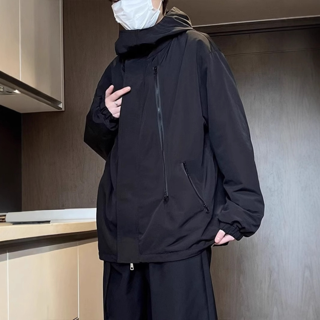 Chaqueta de estilo americano primavera y otoño marca de moda al aire libre herramientas funcionales impermeable a prueba de viento casual chaqueta con capucha