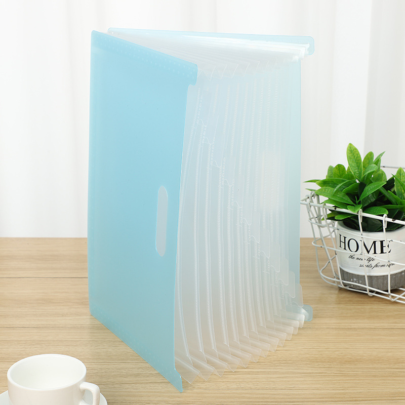 13 grid vertical retractable accordion bag student textbook test paper storage file bag translucent PP office folder