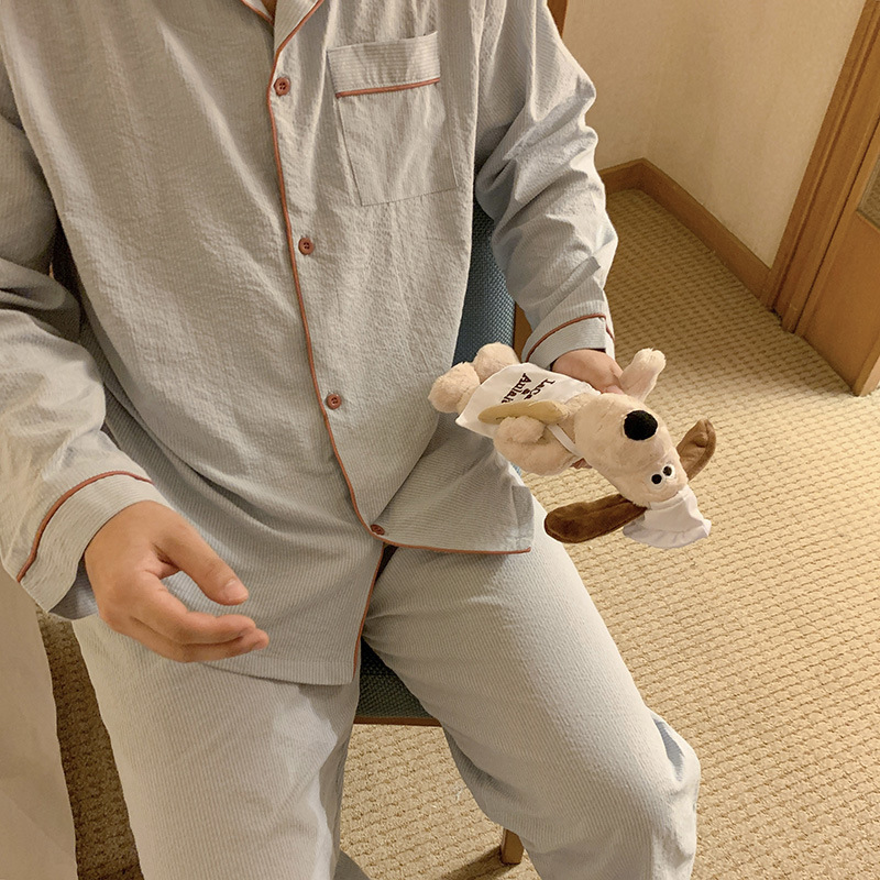 Product details_real shot#new product#Men's comfortable and loose striped early autumn pajamas and home clothes set