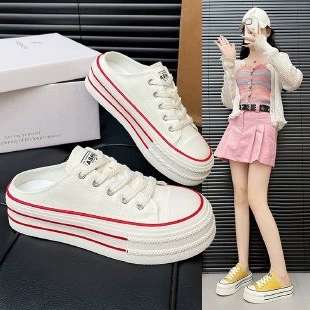 Женские летние туфли-лодочки 2025 года, новые, в стиле преппи, из ткани цвета конфетти, на плоской подошве, с толстой подошвой, простые полусабо.