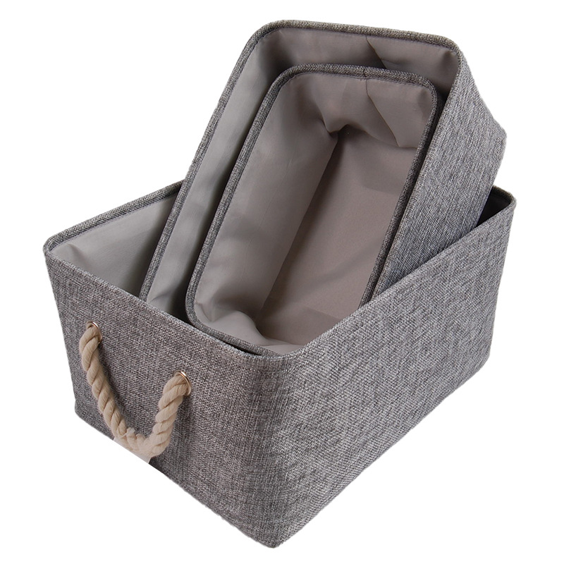 厂家供应布艺收纳筐家用杂物收纳筐套装玩具化妆品整理箱型号可选