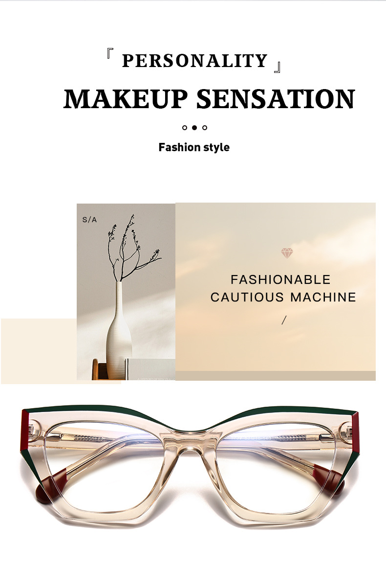 Anti blauwlicht bril retro mode voor dames met platte lens_voghion.com