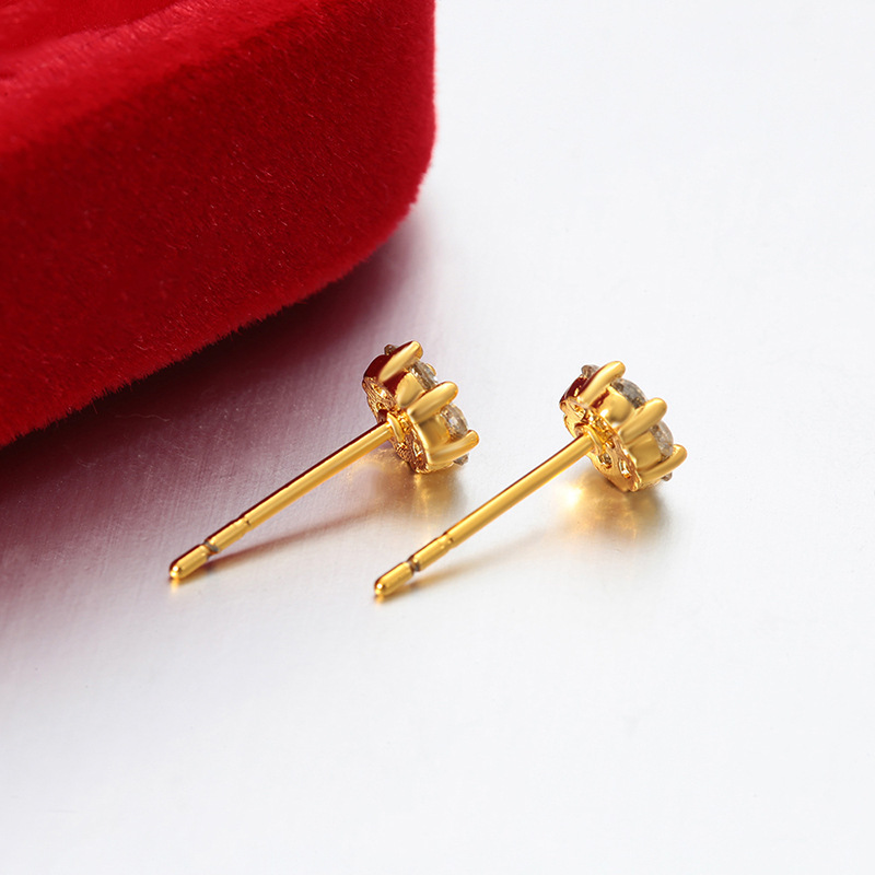 Xuping gemas artificiales pequeñas flores pernos de cobre chapados en aleación de cobre 24k oro imitación de moda auriculares al por mayor