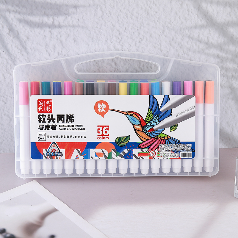 Caja de regalo de punta suave acrílico rotulador estudiante niños arte acuarela pluma impermeable pintado a mano bricolaje acrílico al por mayor