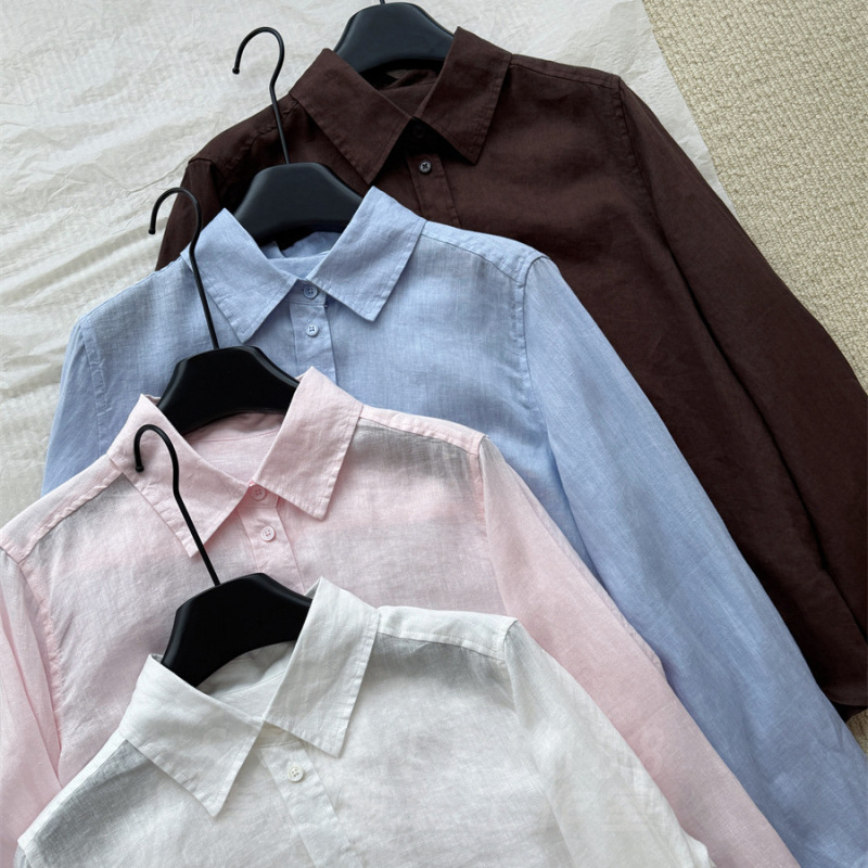 Breathable Pure Linen Simple Airy Loose-Fit Collared Shirt Versatile Comfortable Long-Sleeve Shirt New Color Breathable Pure Linen Simple Airy Loose-Fit Collared Shirt Versatile Comfortable Long-Sleeve Shirt New Color