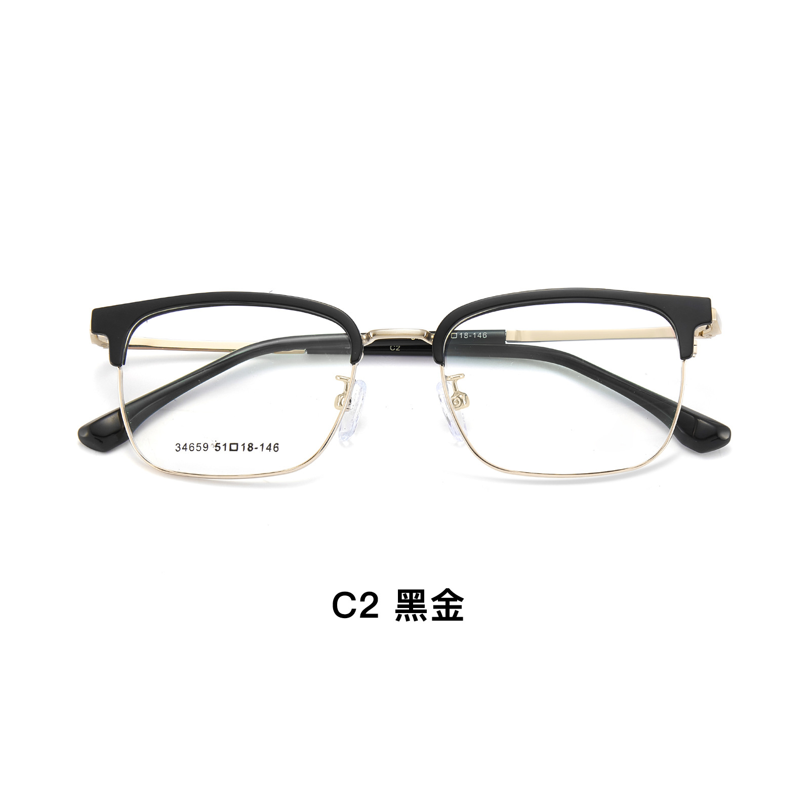 El marco de cejas de aleación masculina de polietileno, marcos de gafas de ocio de negocios, diseño de anillo de goma de oro para la miopía Danyang lote