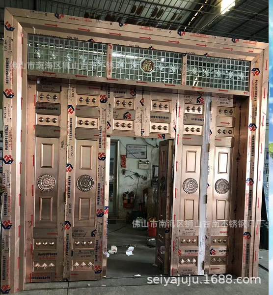 六开折叠红古铜大门