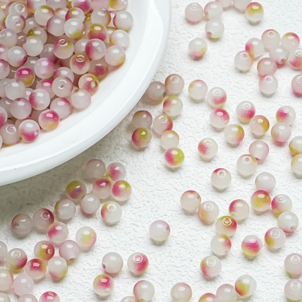 10mm de dos colores de gradiente de perlas de vidrio collar pulsera hecha a mano DIY pulsera cuentas redondas accesorios al por mayor