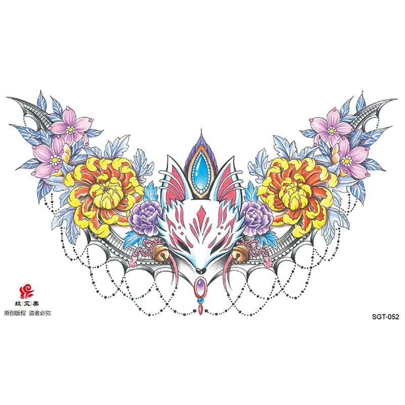 Tres lados pasta de pecho de Buda Guanyin Lotus imagen grande duradera fábrica en stock al por mayor Sobre hombro dragón tatuaje pegatinas