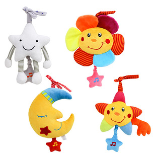 Newborn good night music Bell baby moon soothing bed hanging baby plush car hanging bed Bell toy