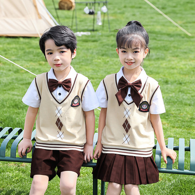 幼兒園園服夏裝英倫學院風兒童校服小學生班服夏季套裝純棉畢業服